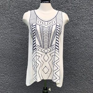 Solitaire Sleeveless Tunic Length Embroidered Top